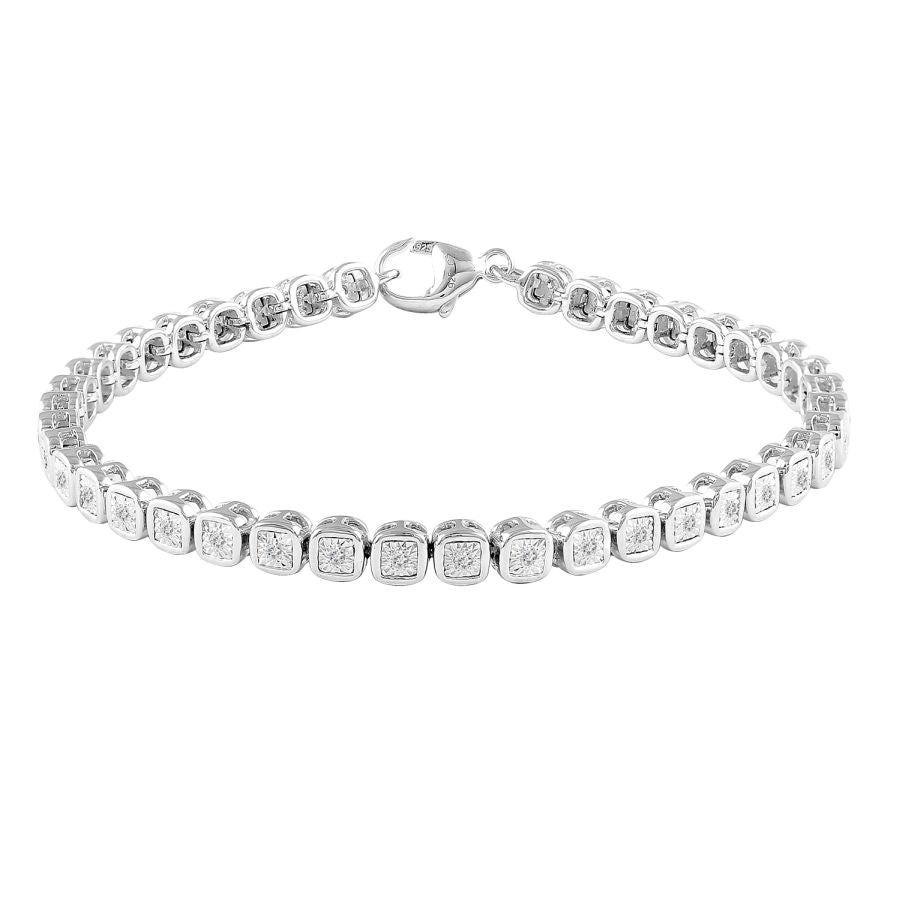 LADIES BRACELET 0.25CT ROUND DIAMOND 10K WHITE GOLD