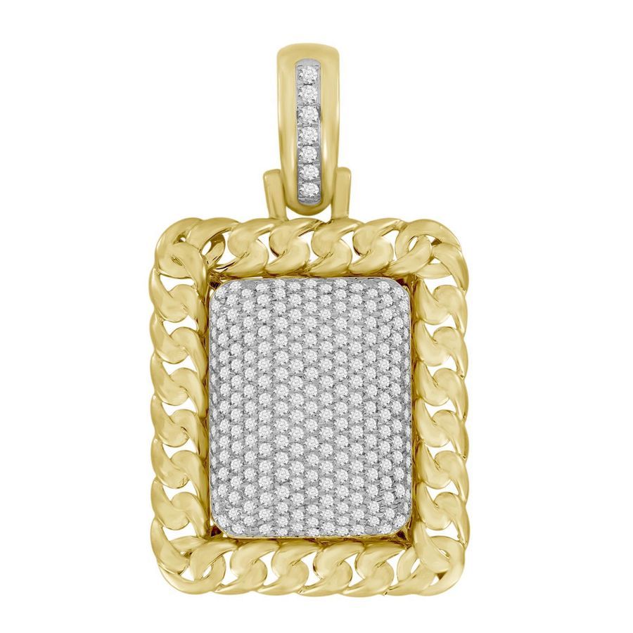 MEN'S PENDANT 3.40CT ROUND DIAMOND 10K YELLOW GOLD