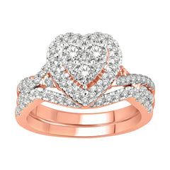 LADIES BRIDAL SET 1.00CT ROUND DIAMOND 14K ROSE GOLD