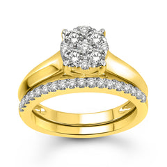 LADIES BRIDAL SET 0.75CT ROUND DIAMOND 14K YELLOW GOLD