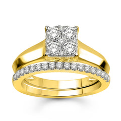 LADIES BRIDAL SET 0.75CT ROUND DIAMOND 14K YELLOW GOLD