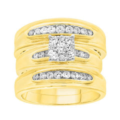 LADIES TRIOS SET 0.75CT ROUND DIAMOND 10K YELLOW GOLD