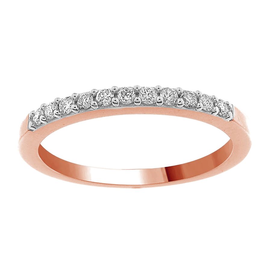 LADIES BAND 0.15CT ROUND DIAMOND 14K ROSE GOLD