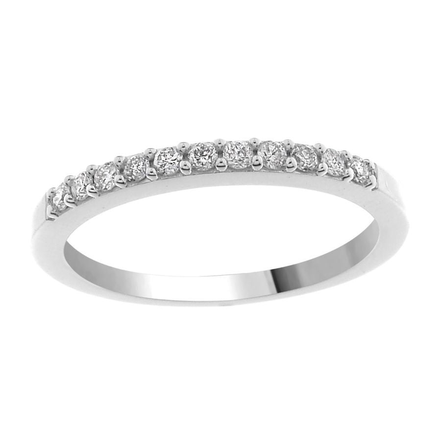 LADIES BAND 0.15CT ROUND DIAMOND 14K WHITE GOLD