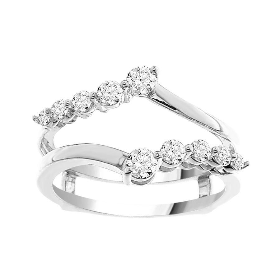 LADIES WRAP 0.50CT ROUND DIAMOND 14K WHITE GOLD