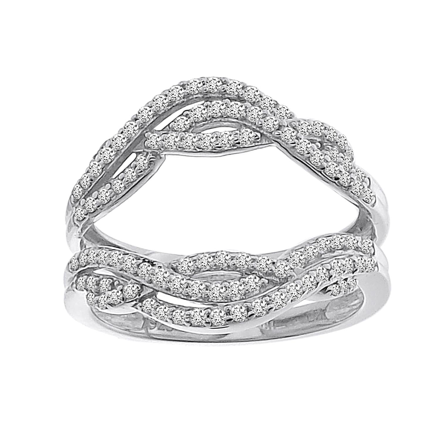 LADIES WRAP 0.50CT ROUND DIAMOND 14K WHITE GOLD