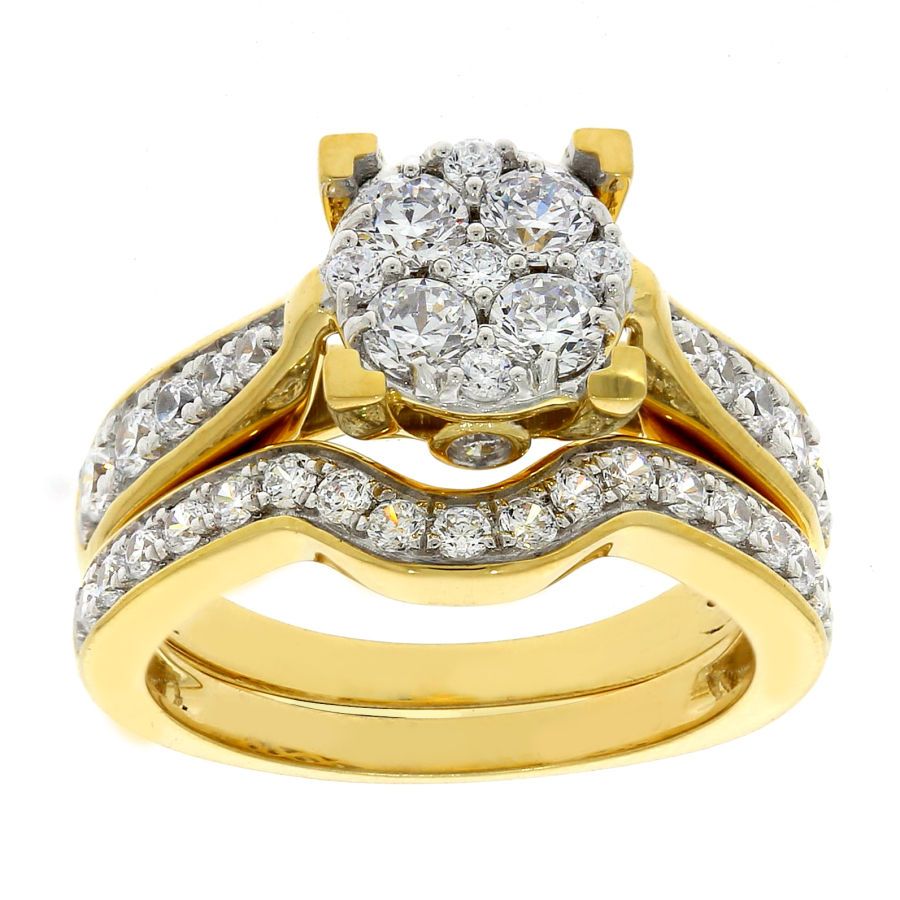 BRIDAL SET 1.00CT ROUND DIAMOND 14K YELLOW GOLD