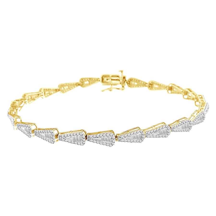 LADIES BRACELET 1.00CT ROUND DIAMOND 10K YELLOW GOLD