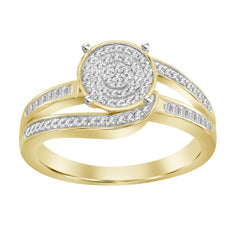 LADIES RING 0.30CT ROUND/BAGUETTE DIAMOND 10K YELLOW GOLD