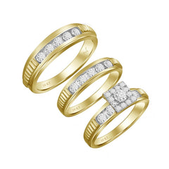 LADIES TRIOS RING 0.25CT ROUND DIAMOND 10K YELLOW GOLD