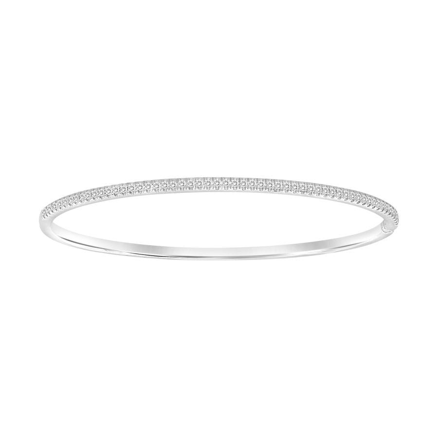 LADIES BANGLE 0.45CT ROUND DIAMOND 14K WHITE GOLD