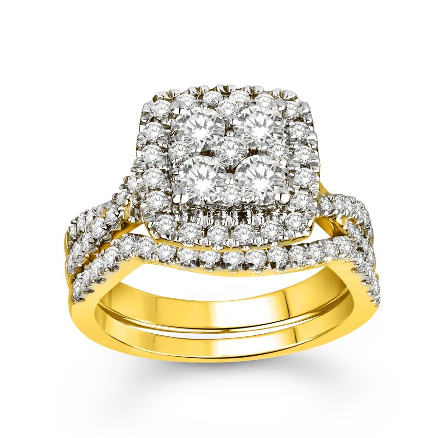 LADIES BRIDAL SET 1.50CT ROUND DIAMOND 14K YELLOW GOLD