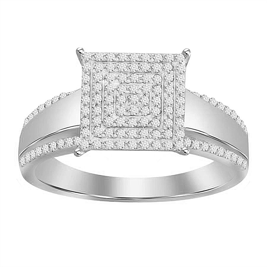 LADIES RING 0.33CT ROUND DIAMOND 10K WHITE GOLD