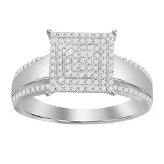 LADIES RING 0.33CT ROUND DIAMOND 10K WHITE GOLD