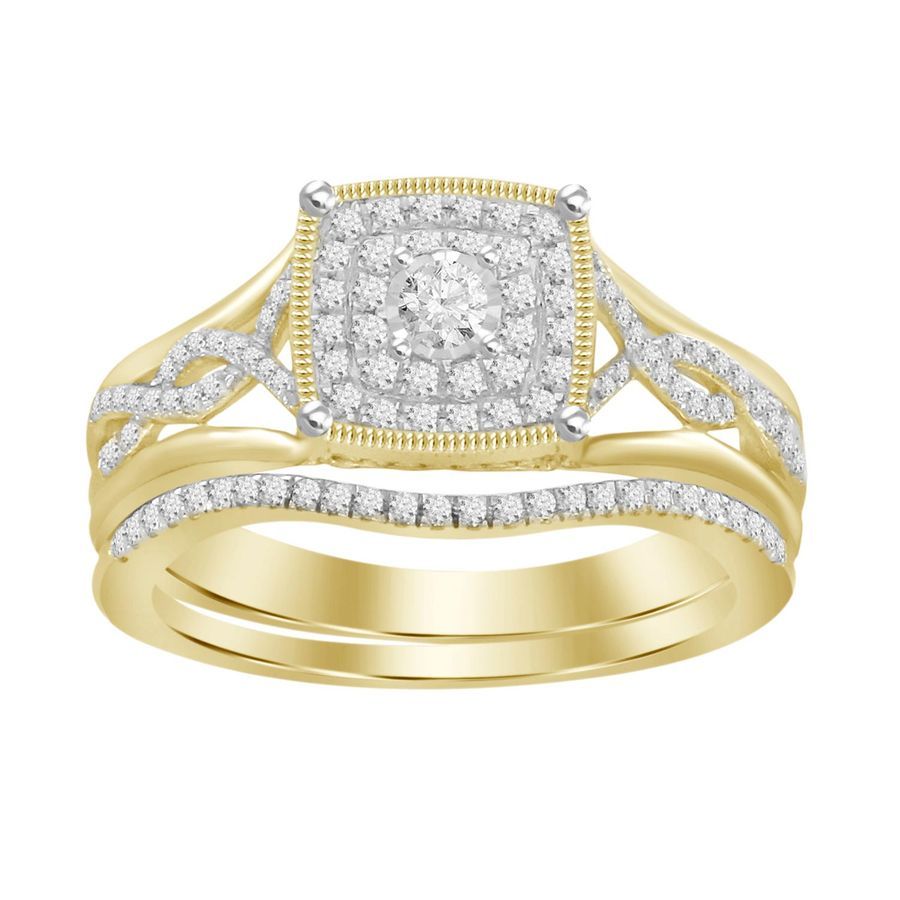 LADIES BRIDAL RING 0.35CT ROUND DIAMOND 10K YELLOW GOLD