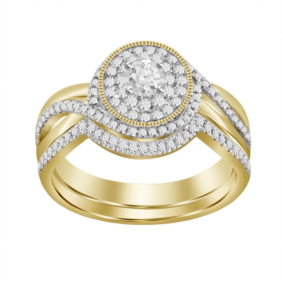 LADIES BRIDAL RING 0.40CT ROUND DIAMOND 10K YELLOW GOLD