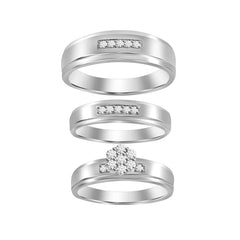 LADIES TRIOS SET RING 0.30CT ROUND DIAMOND 10K WHITE GOLD