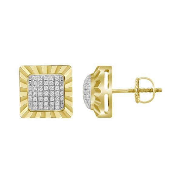 MEN'S STUD EARRINGS 0.15CT ROUND DIAMOND 10K YELLOW GOLD