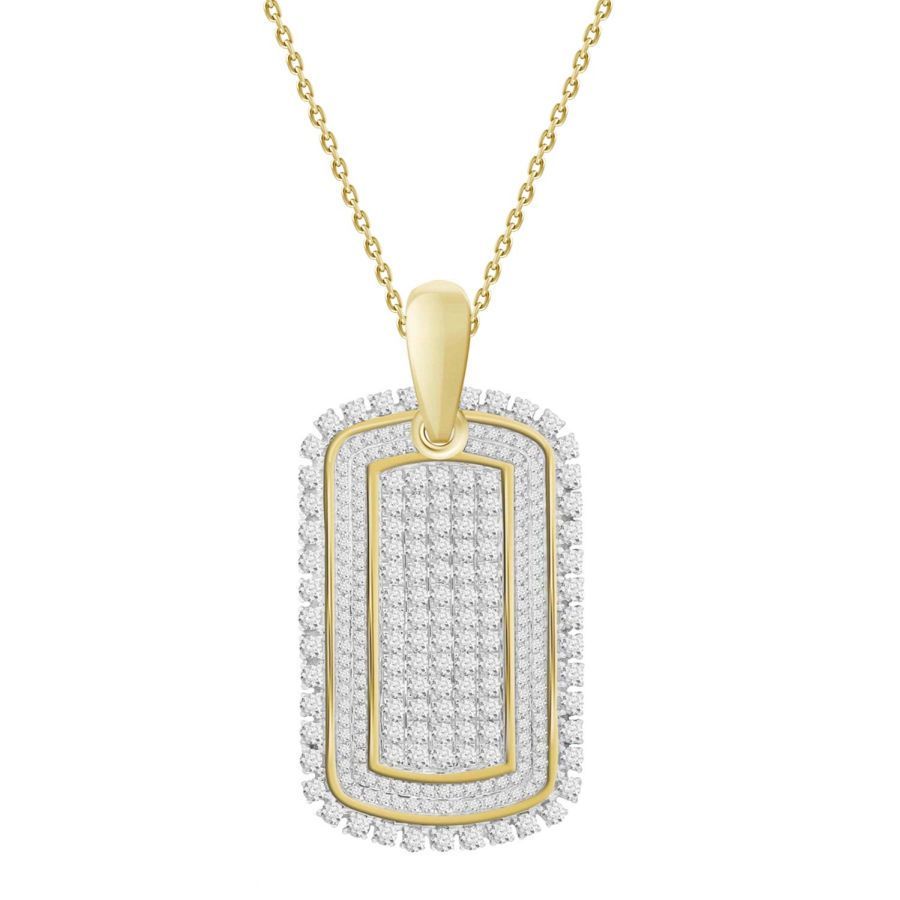 MEN'S PENDANT 1.70CT ROUND DIAMOND 10K YELLOW GOLD