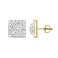 MEN'S STUD EARRINGS 1.50CT ROUND DIAMOND 10K YELLOW GOLD