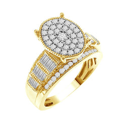 LADIES RING 1.00CT ROUND/BAGUETTE DIAMOND 10K YELLOW GOLD