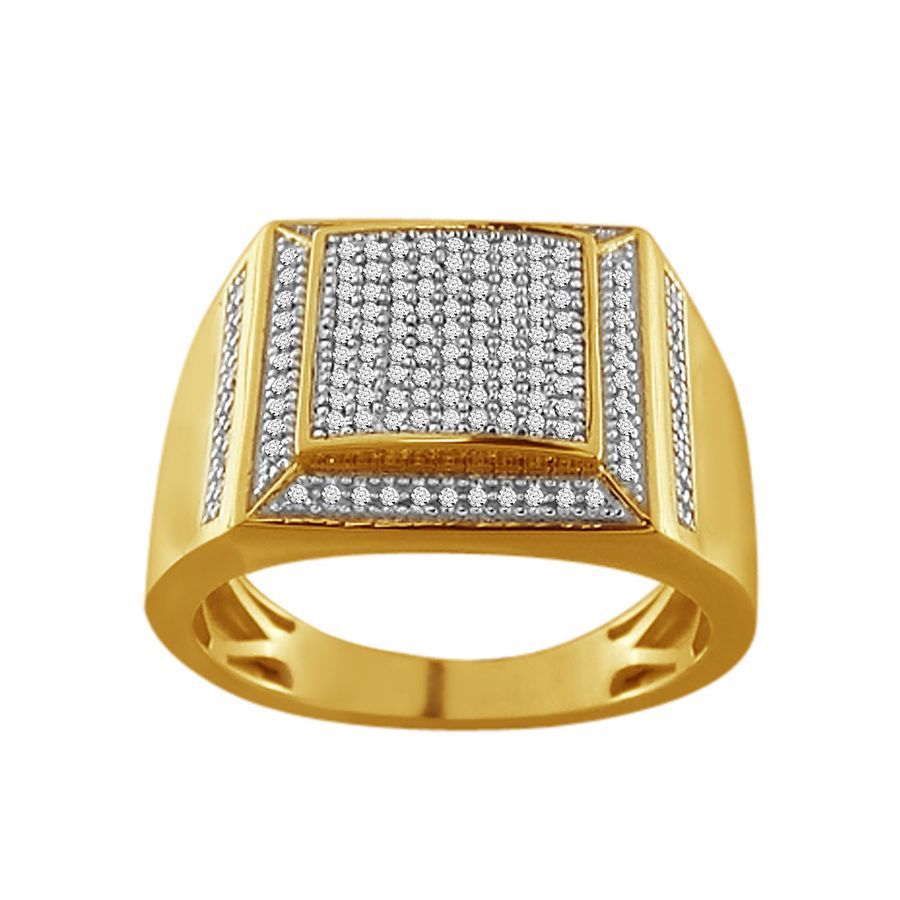 MEN'S RING 0.25CT ROUND DIAMOND 10K YELLOW GOLD