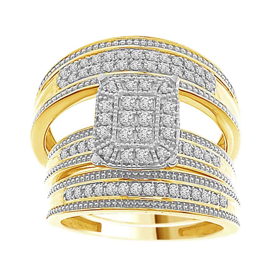 LADIES TRIOS SET 0.50CT ROUND DIAMOND 10K YELLOW GOLD