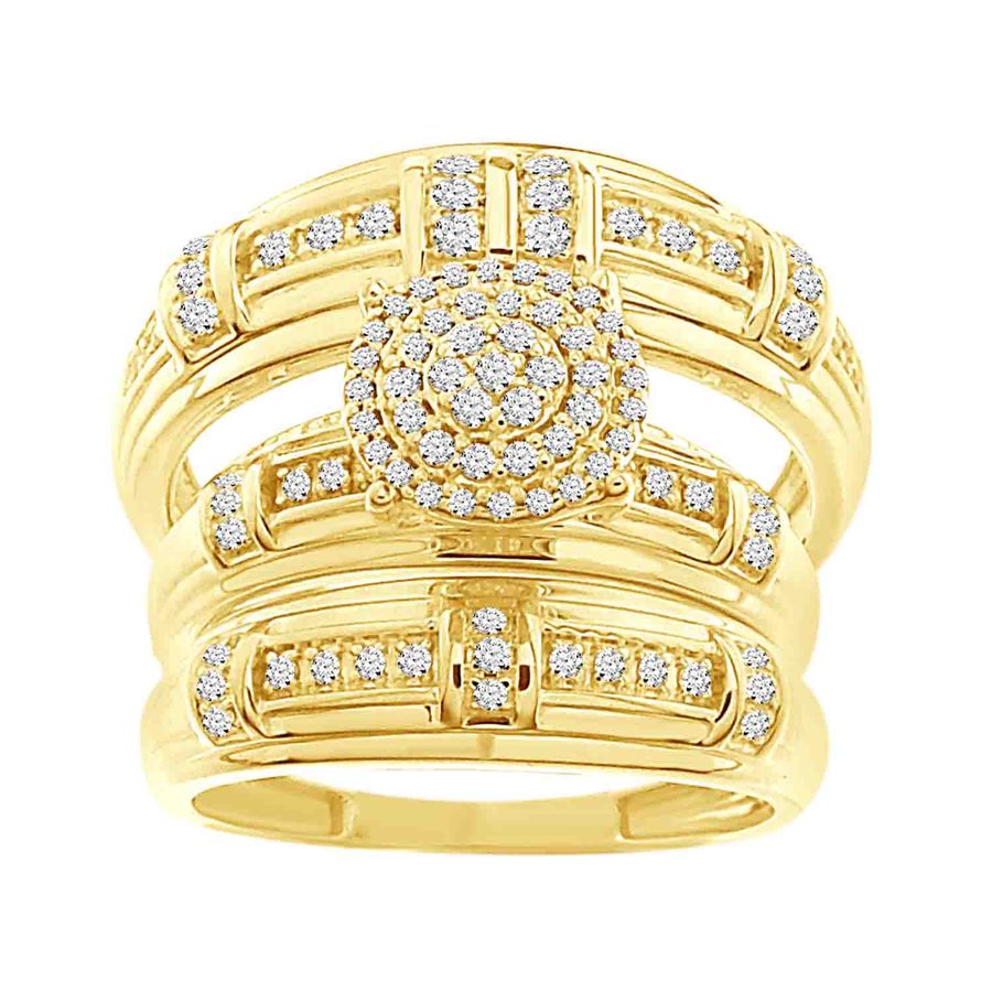 LADIES TRIOS SET 0.50CT ROUND DIAMOND 10K YELLOW GOLD