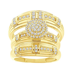 LADIES TRIOS SET 0.50CT ROUND DIAMOND 10K YELLOW GOLD