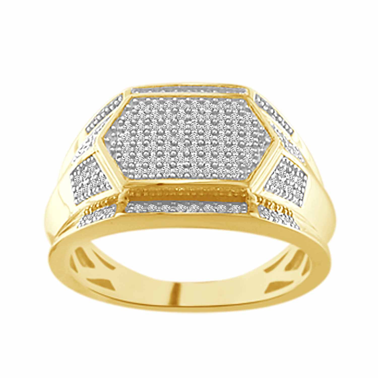 MEN'S RING 0.20CT ROUND DIAMOND 10K YELLOW GOLD