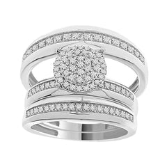 LADIES TRIOS SET 0.50CT ROUND DIAMOND 10K WHITE GOLD