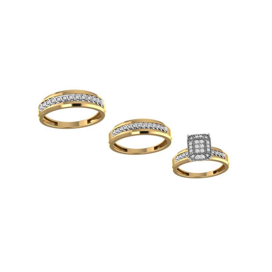 LADIES TRIOS SET 0.50CT ROUND DIAMOND 10K YELLOW GOLD