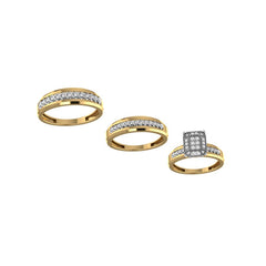 LADIES TRIOS SET 0.50CT ROUND DIAMOND 10K YELLOW GOLD