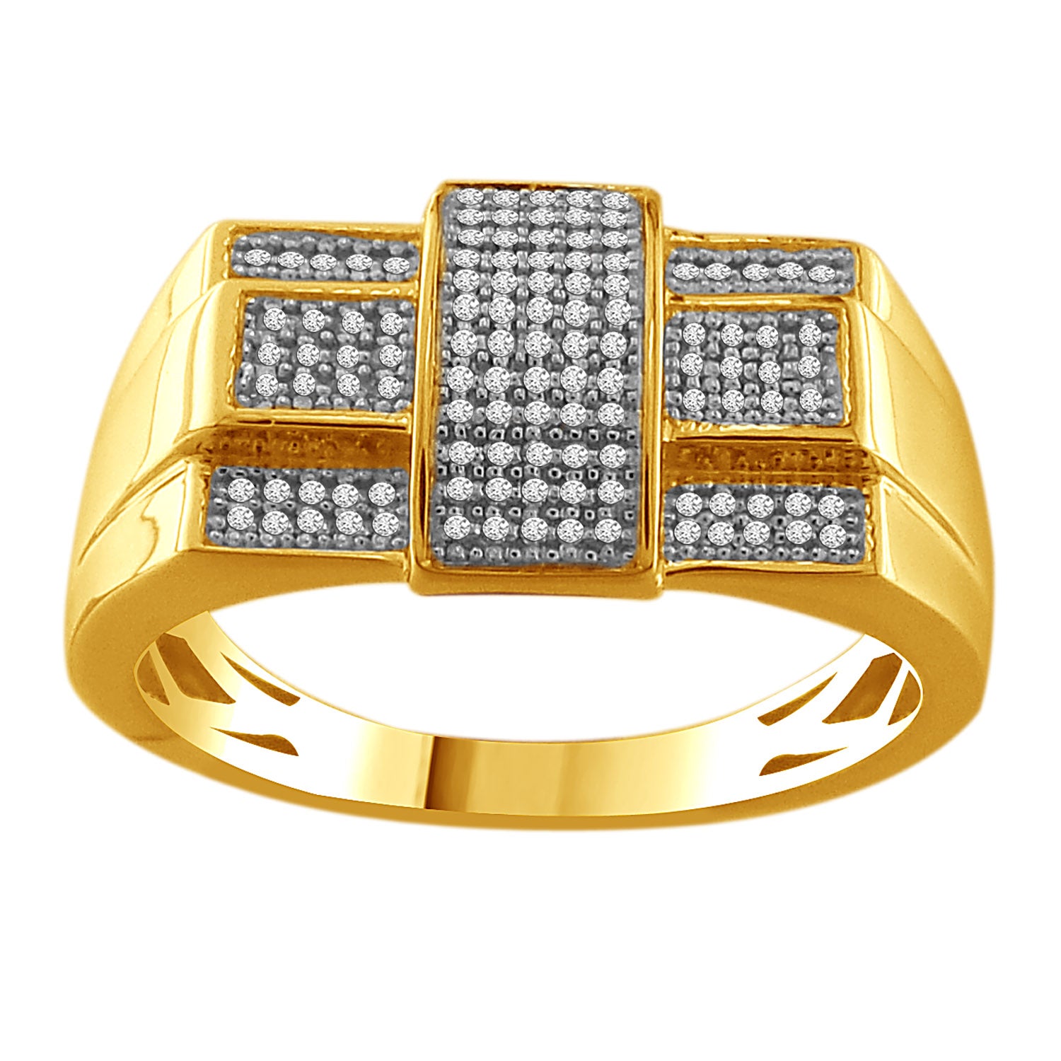 MEN'S RING 0.20CT ROUND DIAMOND 10K YELLOW GOLD