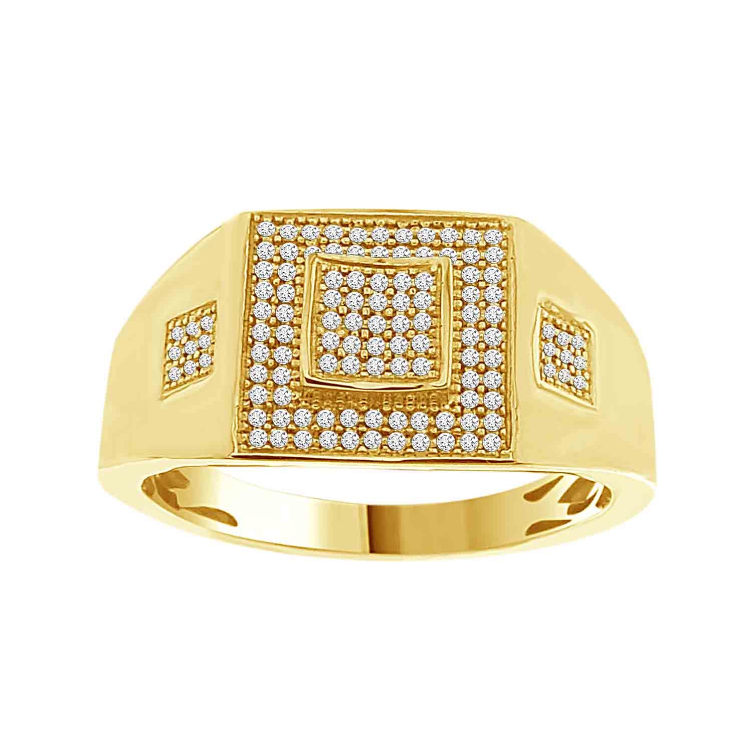 MEN'S RING 0.20CT ROUND DIAMOND 10K YELLOW GOLD