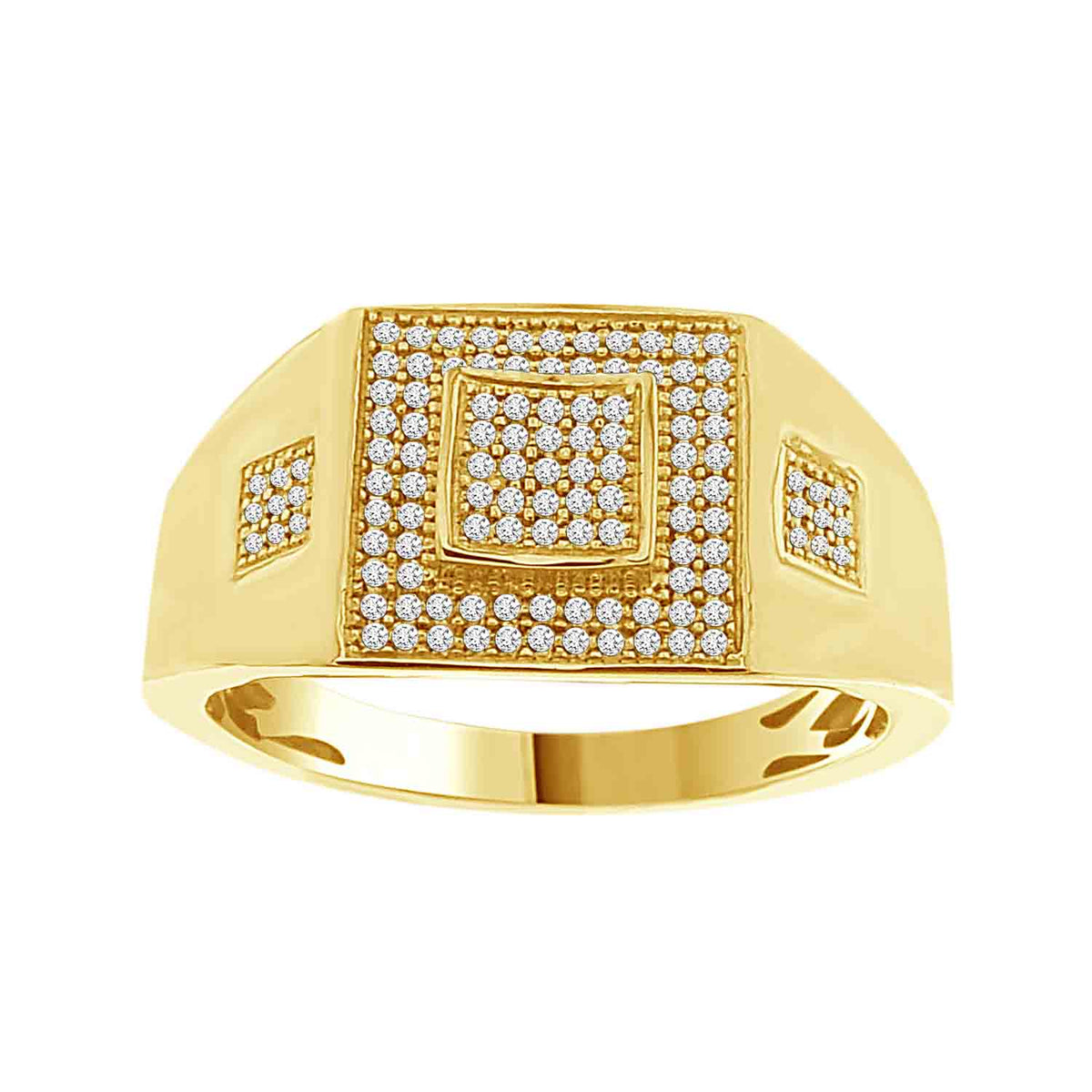 MEN'S RING 0.20CT ROUND DIAMOND 10K YELLOW GOLD