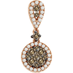 LADIES PENDANT 0.55CT ROUND DARK BROWN DIAMOND 10K ROSE GOLD