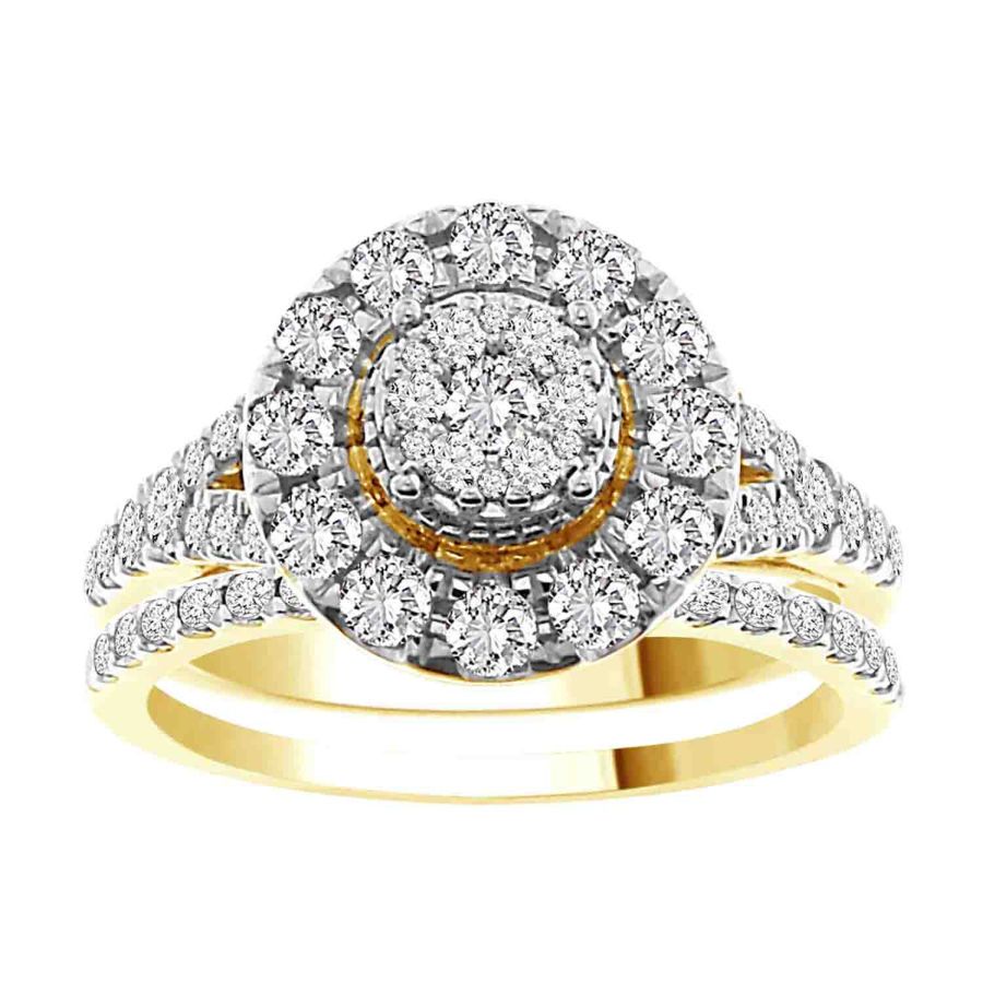 LADIES BRIDAL SET 1.25CT ROUND DIAMOND 14K YELLOW GOLD