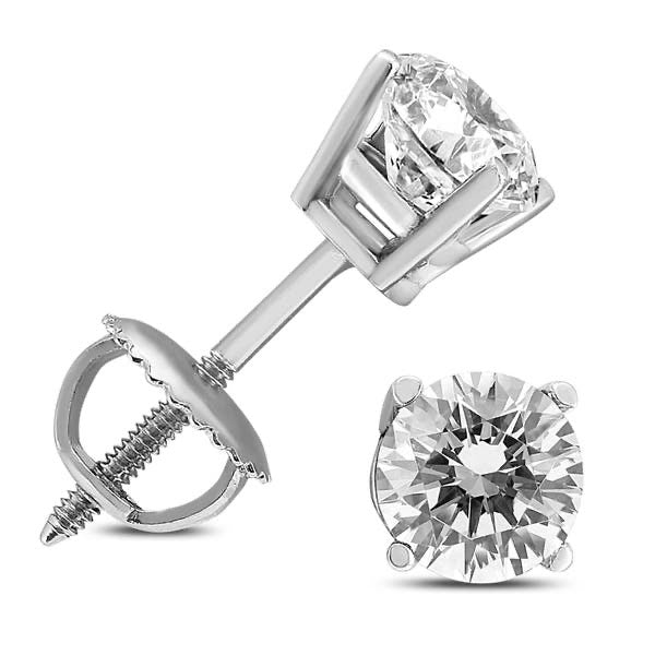 Brilliant Round - SOLITAIRE STUD EARRINGS 2.00ctw Lab Diamond