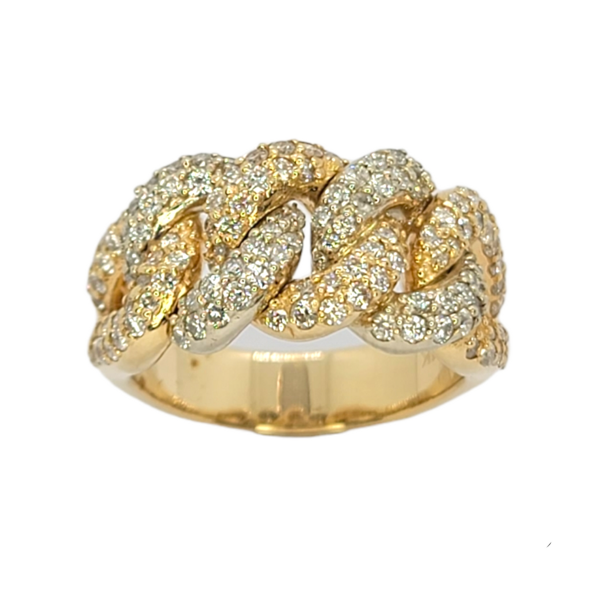 14kt Cuban Link Ring Diamond 1.85ct