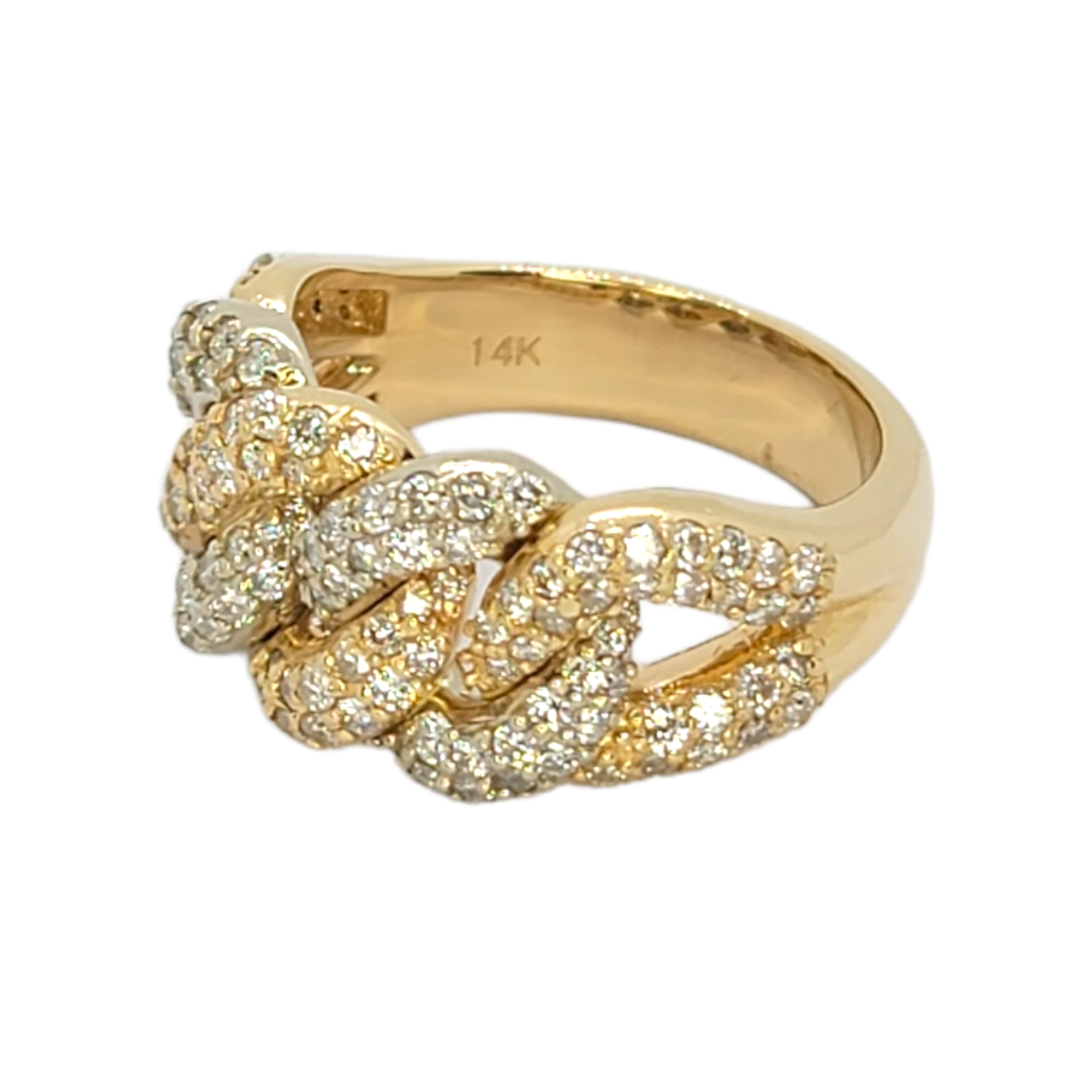 14kt Cuban Link Ring Diamond 1.85ct