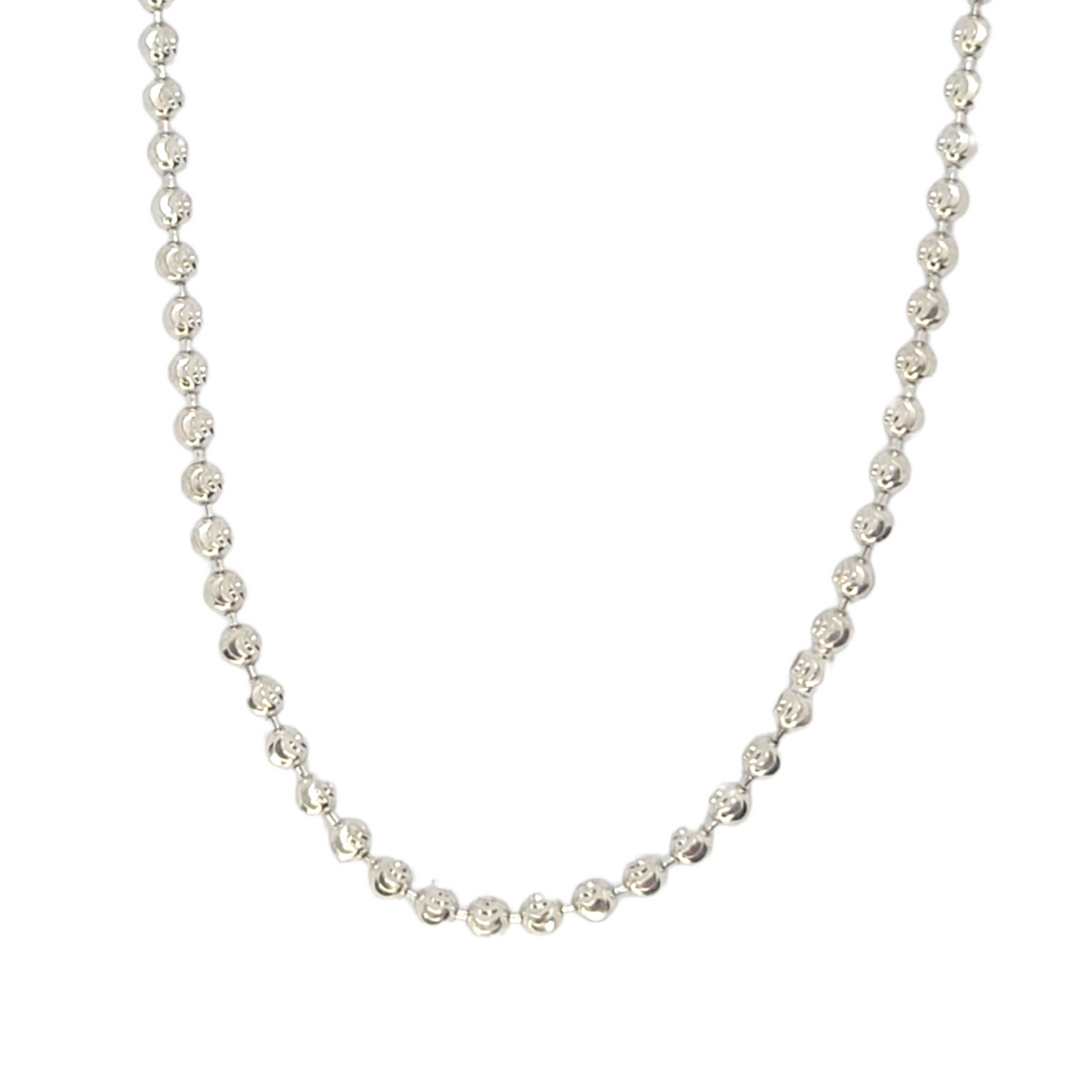 14kt White Gold Moon Cut Ball Chain