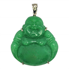 Sterling Silver Green Jade Buddha