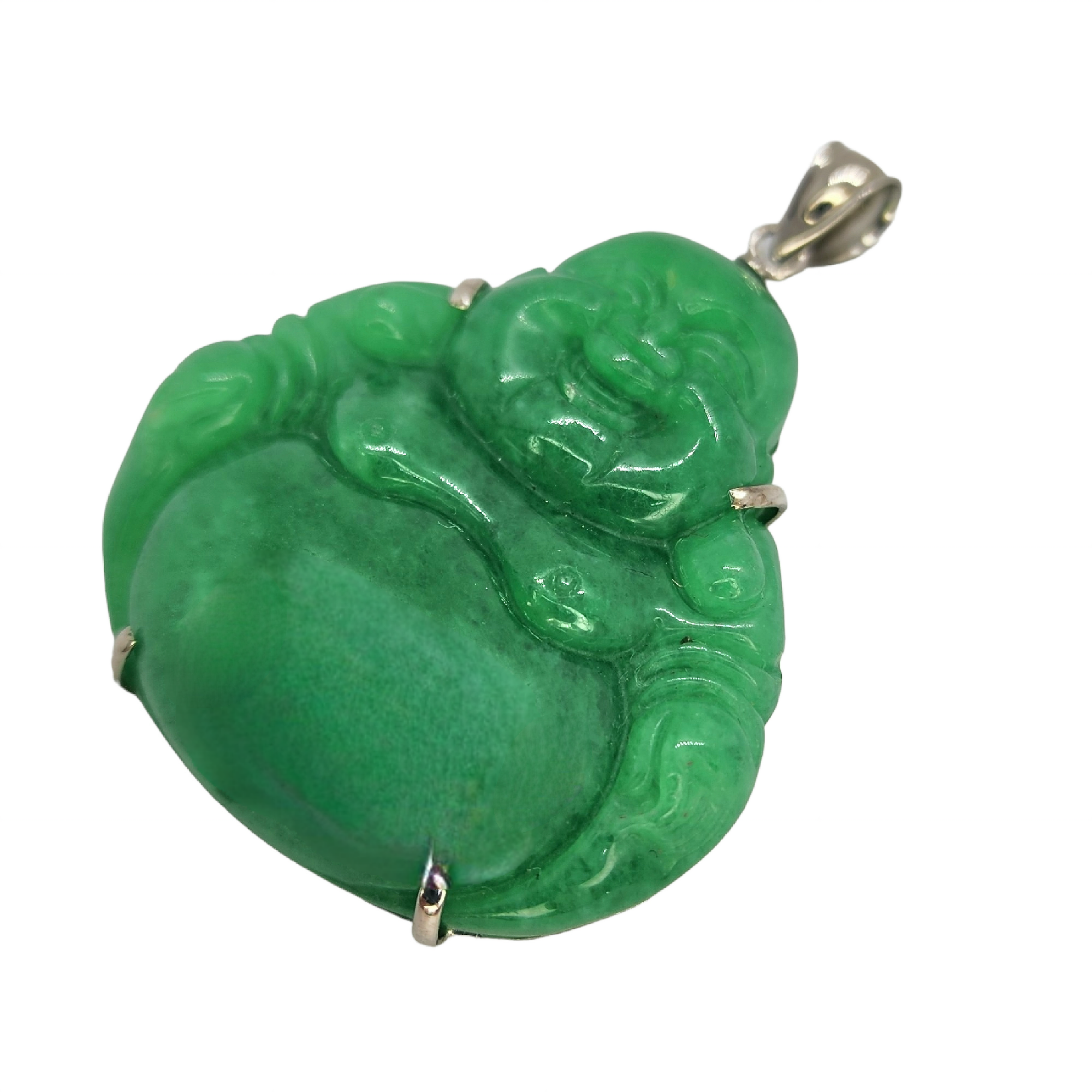 Sterling Silver Green Jade Buddha