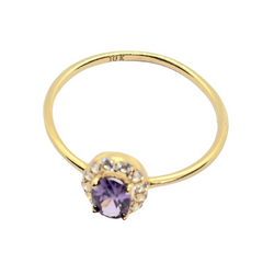 Oval Shaped Birthstone Ring with Halo- 10kt