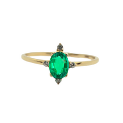 Dainty Oval Shaped Birthstone Ring - 10kt