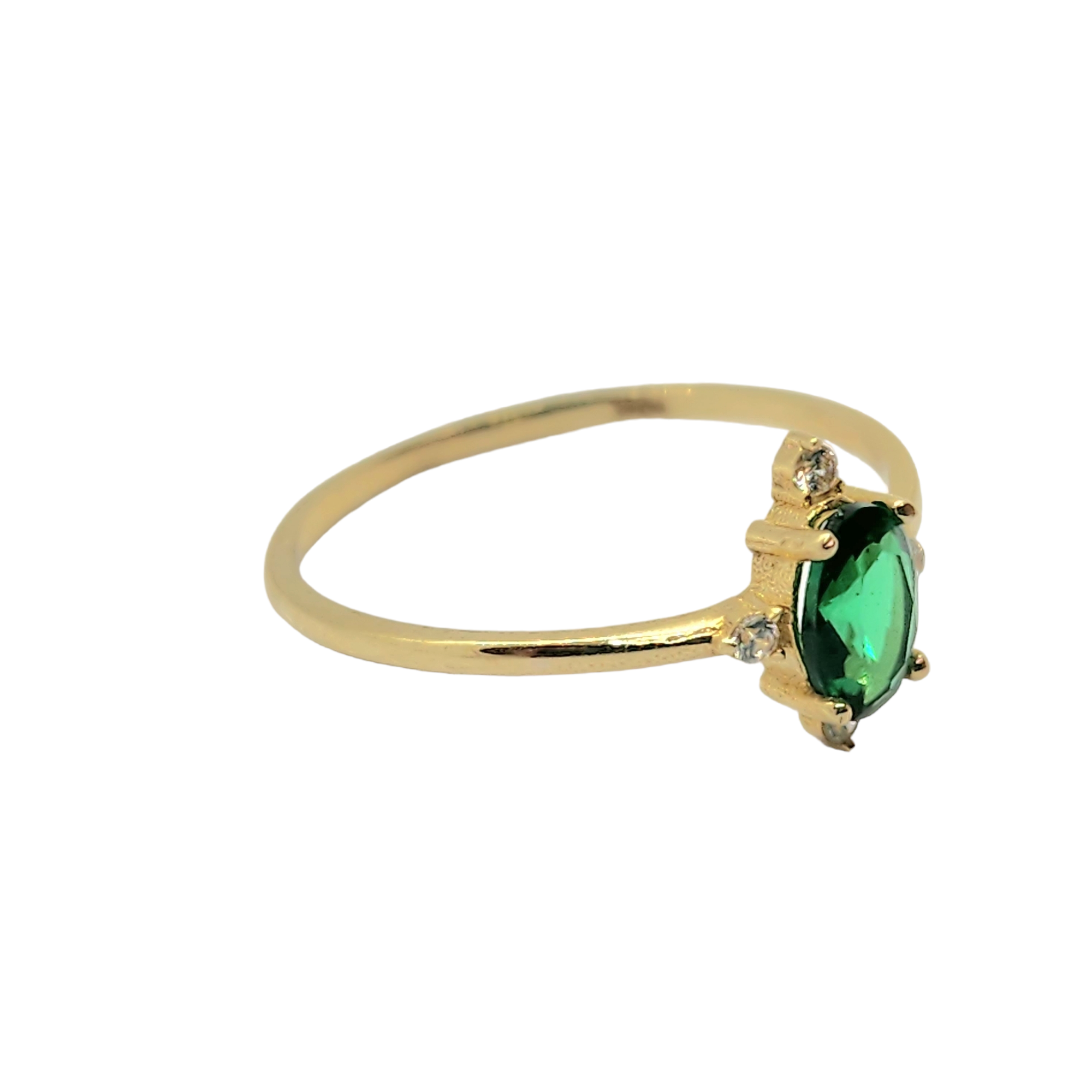 Dainty Oval Shaped Birthstone Ring - 10kt