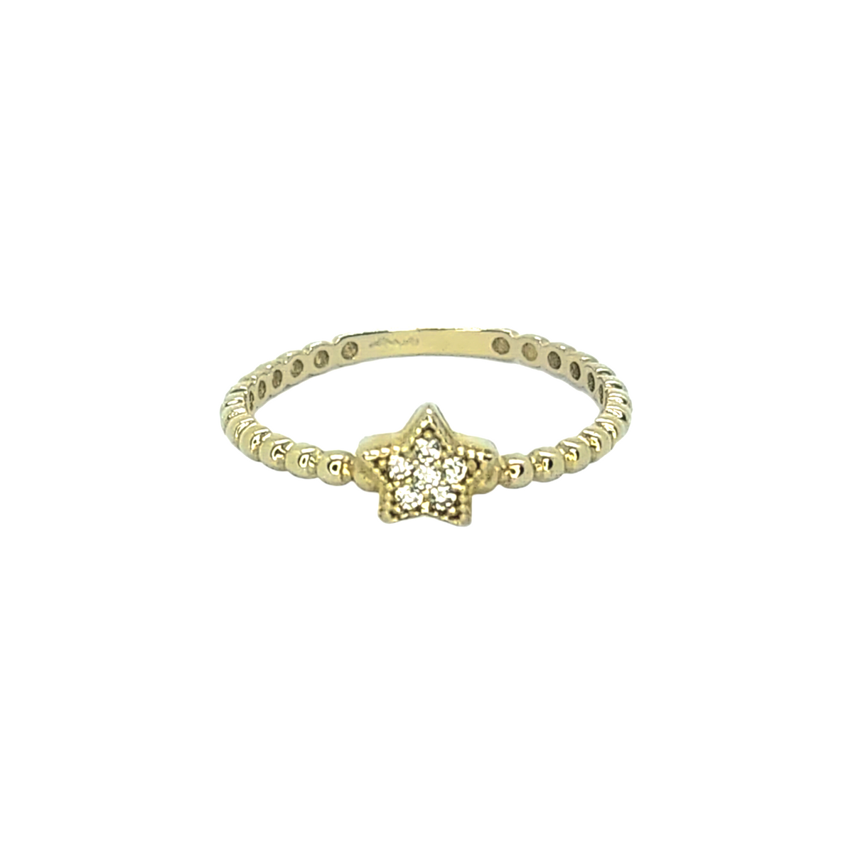 Gold Shiny Star Ring - 10kt CZ