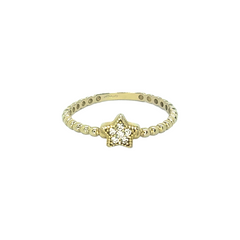 Gold Shiny Star Ring - 10kt CZ