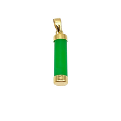 14kt Yellow Gold Green Jade Cylinder Pendant